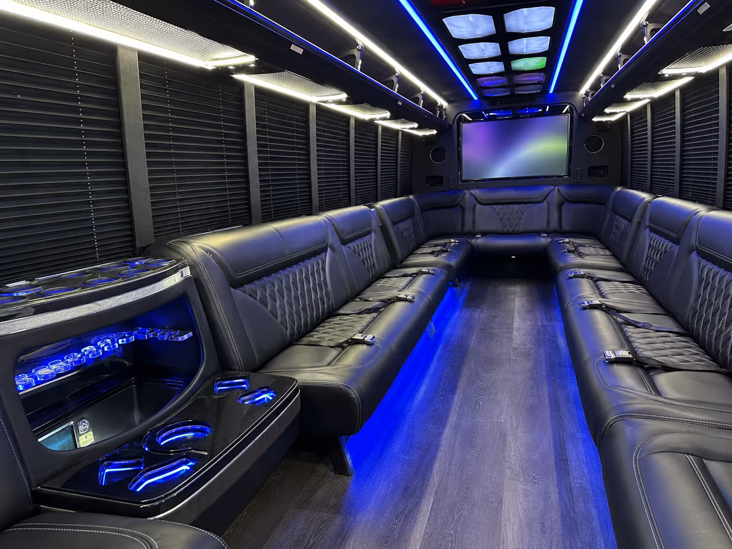 deerfield beach 20 passenger party bus inside
